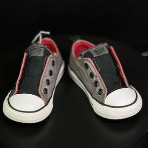 Converse Infant All Star Slip-On Sneakers Size 7 Gray/Black/Red